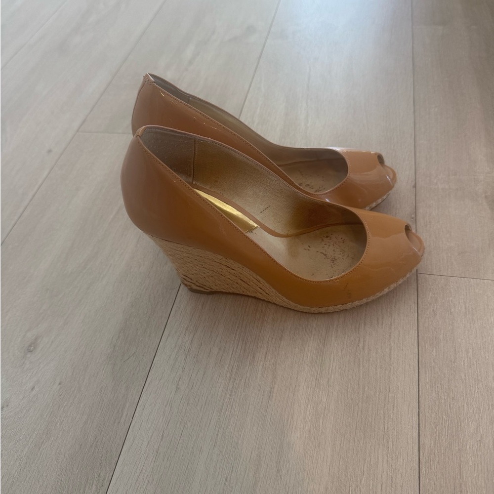 MICHAEL Michael Kors Tan Wedge Peep Toe Shoes